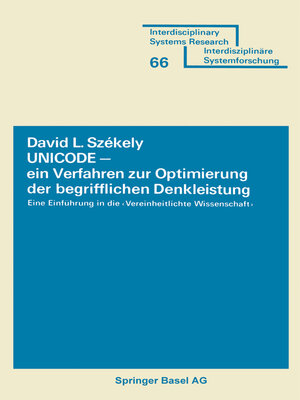 cover image of UNICODE — ein Verfahren zur Optimierung der begrifflichen Denkleistung